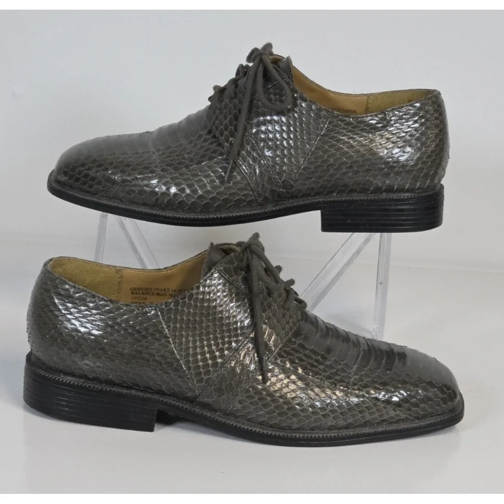 Genuine Snake Skin Shoes Mens 7 Giorgio Brutini Private Collection Gray‎ Oxford